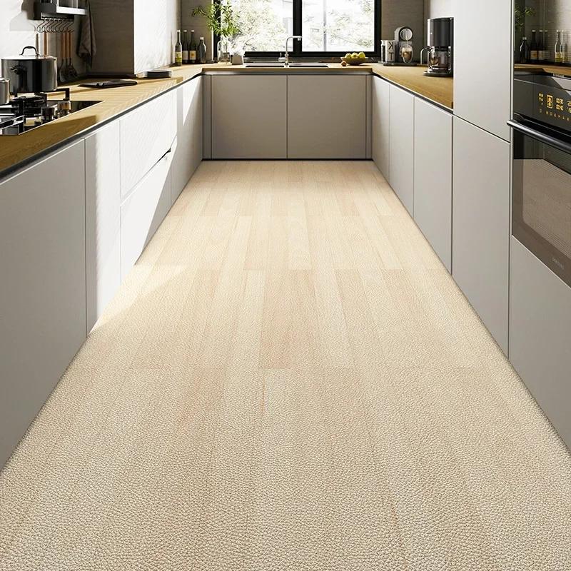 

Водонепроницаемый ПВХ коврик для кухни, Маслостойкий, Нескользящие напольные коврики, Имитация дерева, Кожаный ковер, Большой коврик 50x160cm