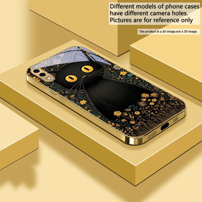 Runde und leuchtende Augen Für Samsung A 01 52S A04 A05S A10 A12 13 22 23 24 36 42 M02 Note 10 20Ultra 8 9 Goldene Glas-Handyhülle