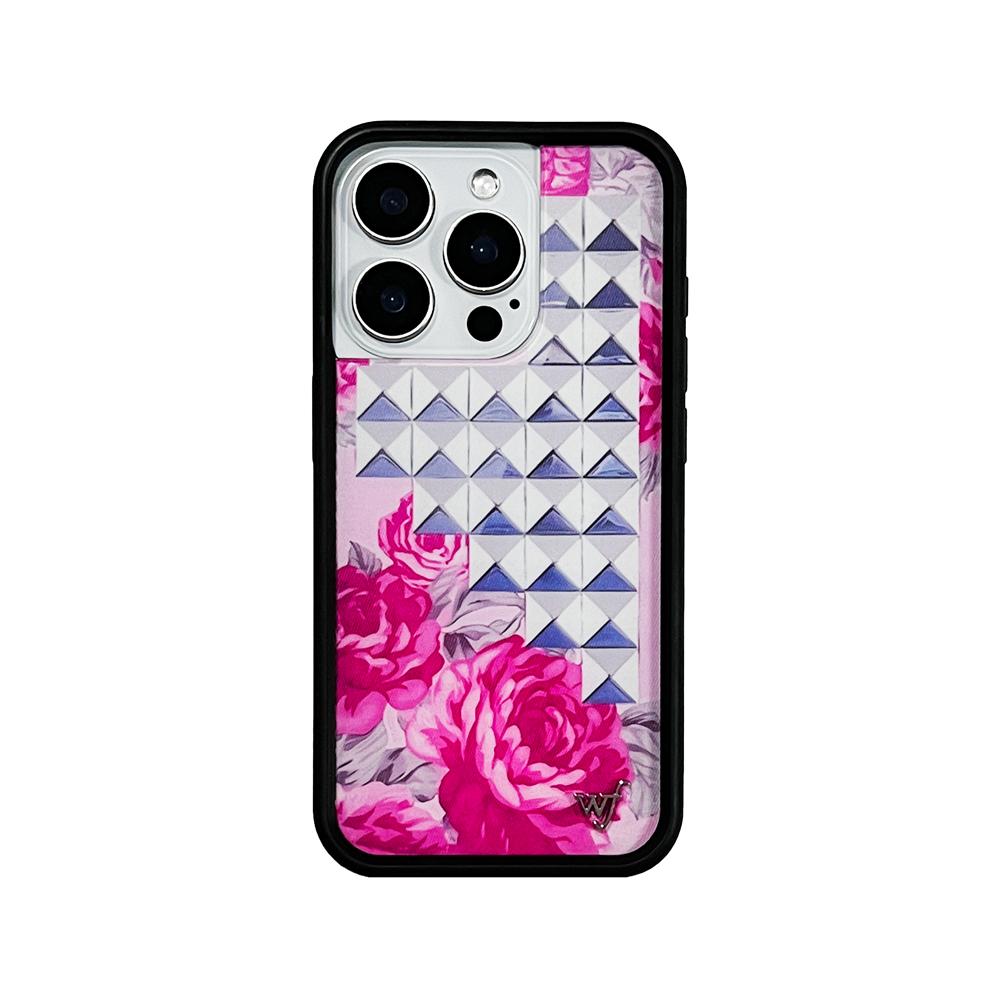 Wildflower fashion 3D Willow Nail Rose Cases for iPhone 12 13 14 15 16 Pro Max Plus 17 pro Cowboy splicing cloth wf Phone Case
