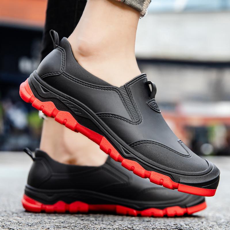 Low-top men's rain shoes flat-soled adult non-slip waterproof shoes shallow mouth lightweight work shoes rubber shoes short overshoes chef shoes