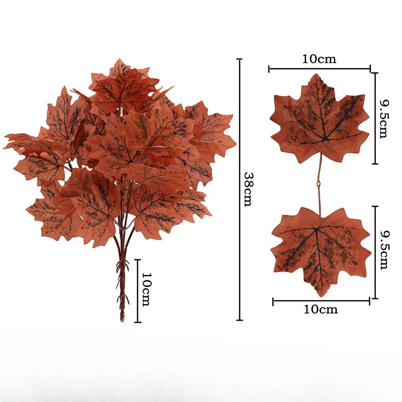 Artificial Plants Red Maple Leaves Small Bunches of Autumn Color Halloween Decoration Home Fake Flower Bouquet Arrangement