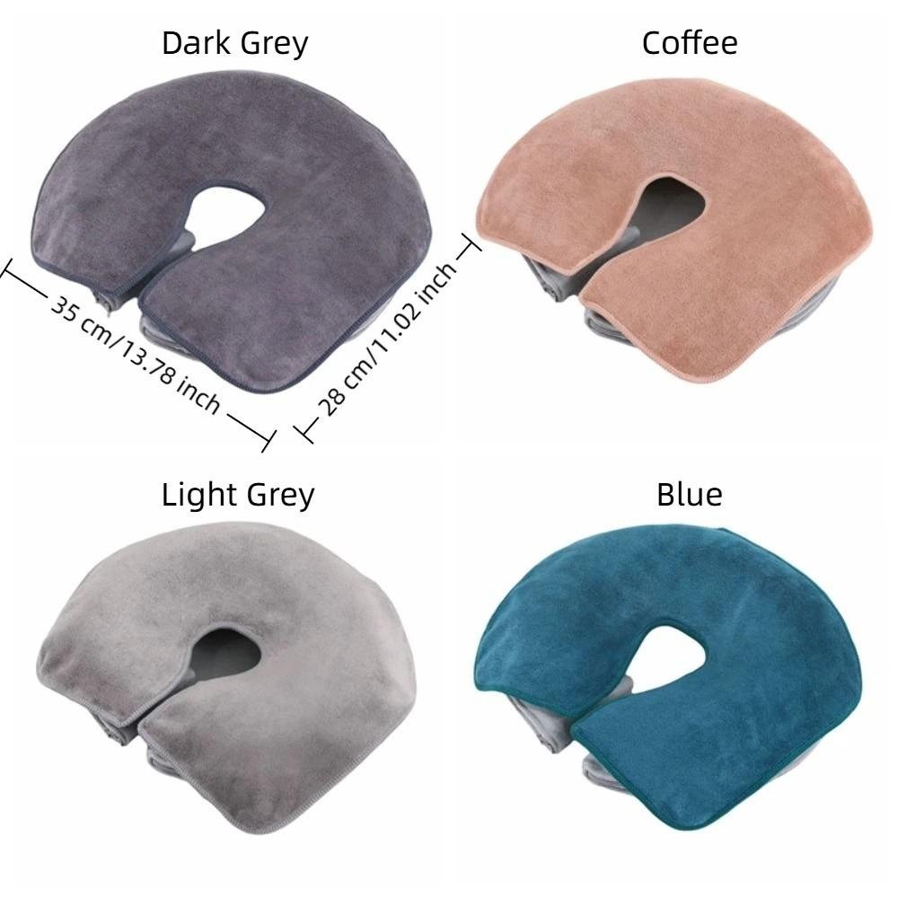 5 Pieces Soft Fluff-free Facial Pillow Covers Thickened Microfiber U-Shaped Headrest Pads Reusable Spa Face Pillow Hole Cover