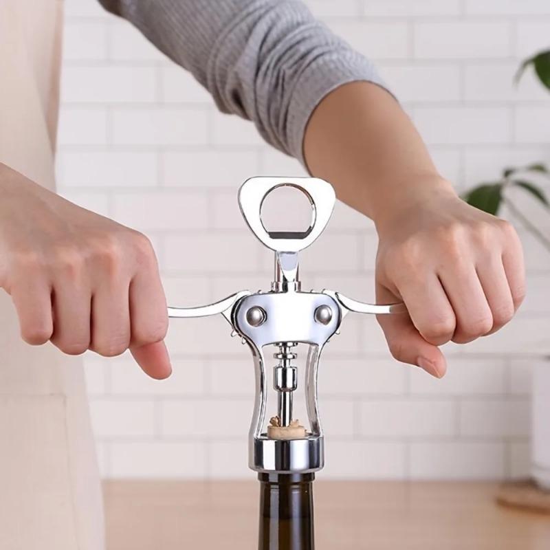 1pc Wine Opener Stainless Steel Opener Zinc Alloy Premium Wing Corkscrew Wine Bottle Opener with Multifunctional Bottles Opener1
