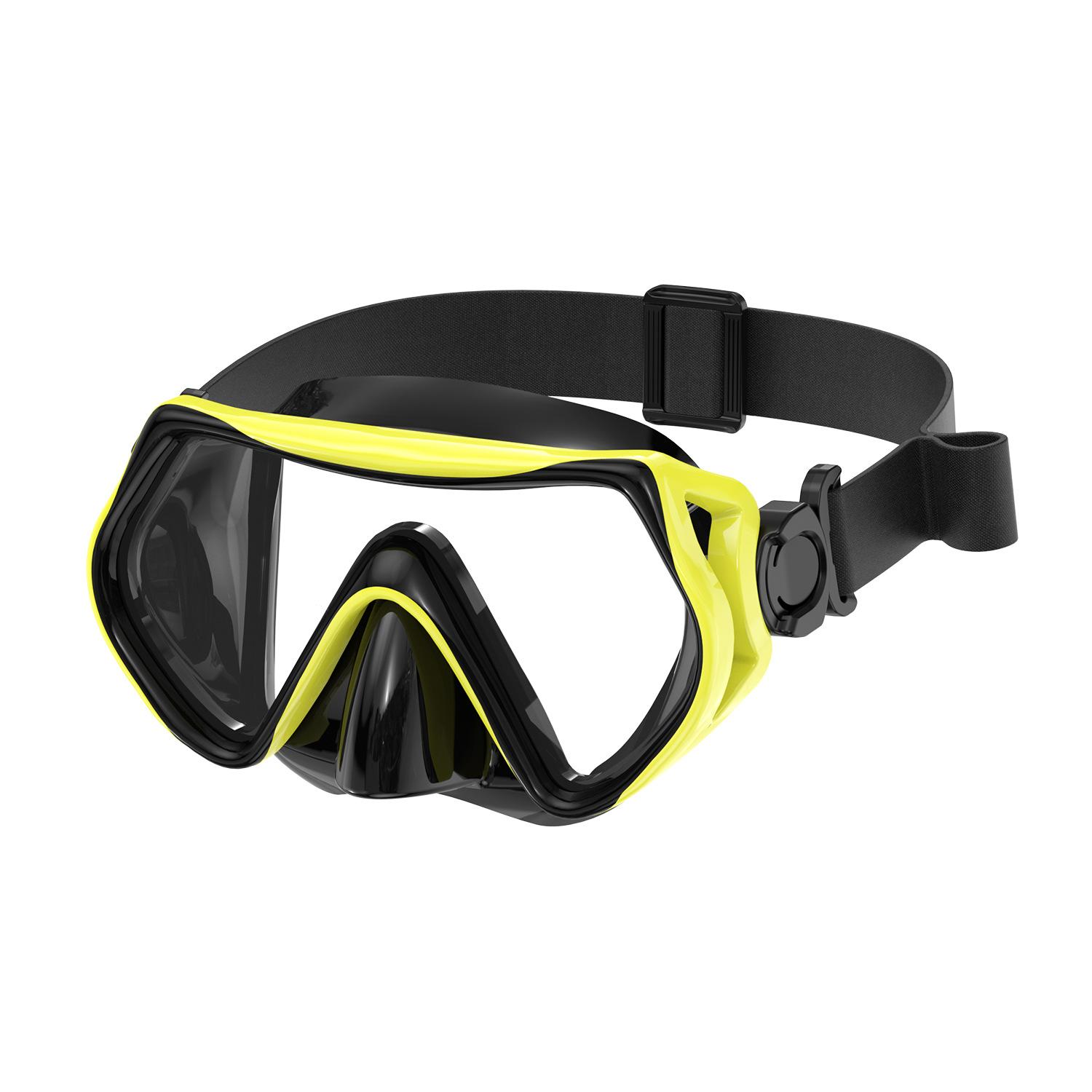Cloth Strap HD Tempered Glass Diving Mask Large Frame Swimming Goggles Single Lens Knitted Nose Guard Snorkeling Gear Adult