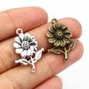 12pcs 27x19mm Bronze Antique Silver Plated Sunflower Handmade Charms Pendant
