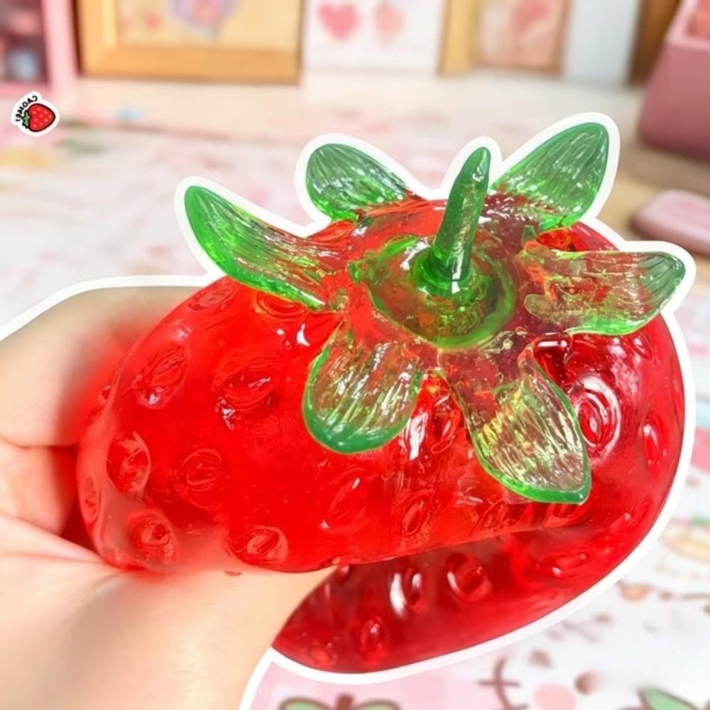 TPR Strawberry Squishy Toy Strawberry Shape Strawberry Fidget Toy Birthday Gift