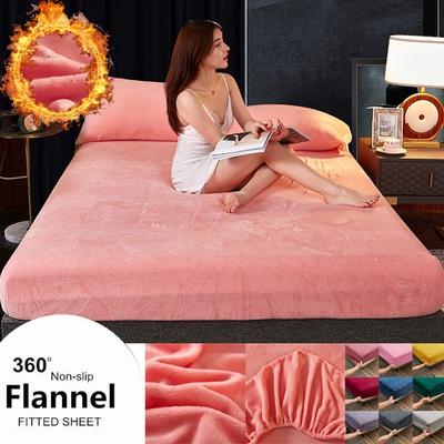 2026 Winter Plush Crystal Velvet Fitted Sheet Mattress Protector Cover Thicken Warm Soft Double Bed Sheets Elastic King Queen Mattress Topper