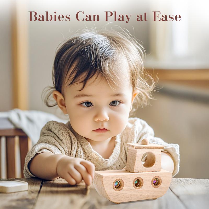 Beech Wood Bear Rolling Ball Pull Toy for Children's Auditory Attention Training