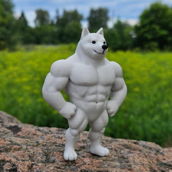 3D Printed Muscle Dog Ornament Plastic Muscular Dog Statue Figurine Home Office Desktop Decoration Fitness Enthusiasts Gift