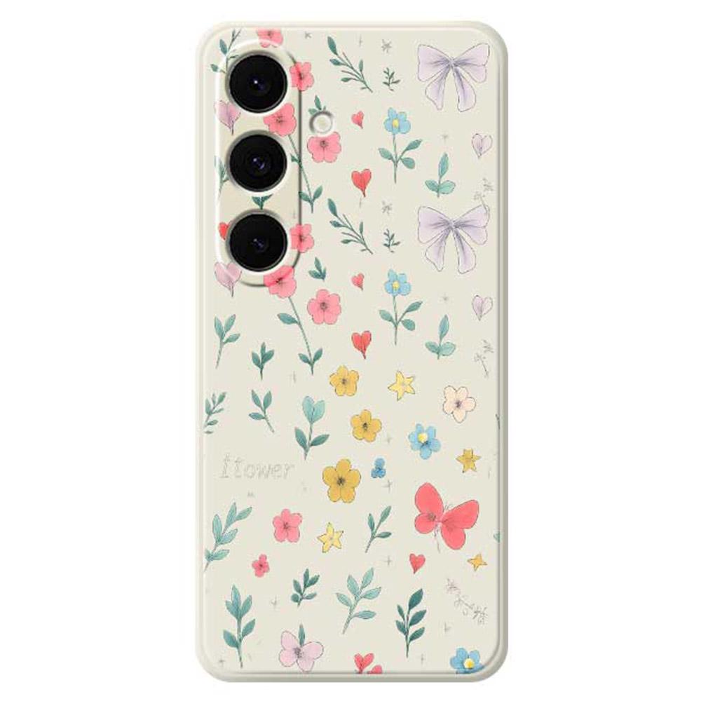 For Samsung Galaxy S25+ Case Floral Bow Pattern Printing Straight Edge TPU Phone Back Cover