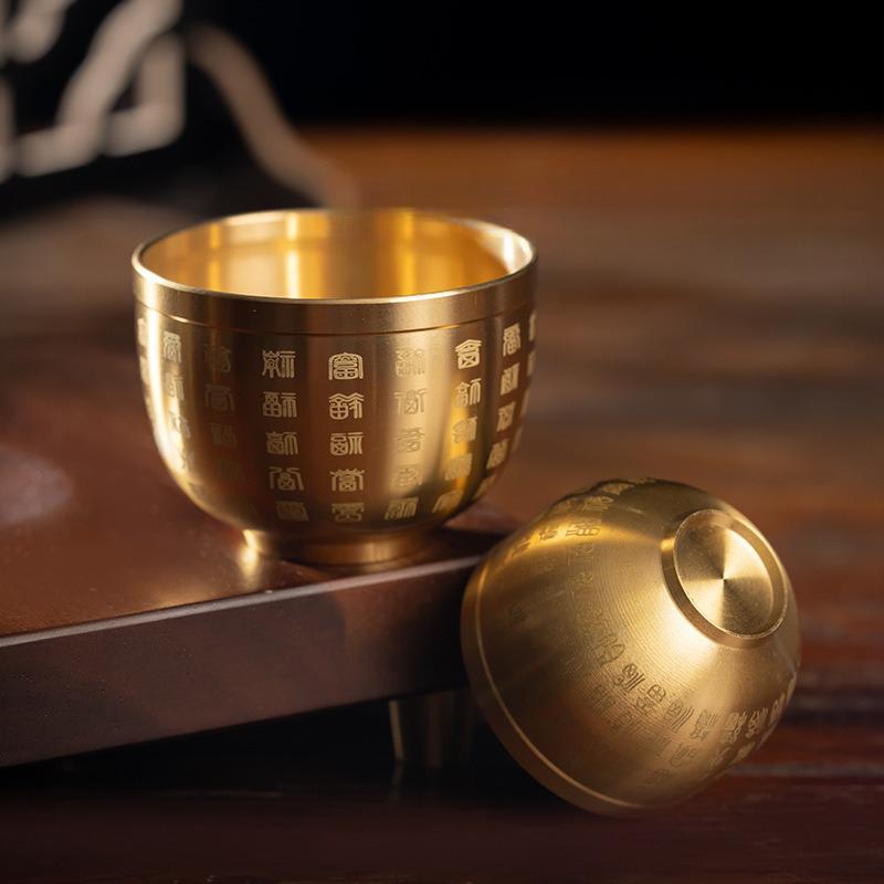 Brass Hundred Blessings Bowl Fortunate Attract Wealth Good Luck Copper Cups Magical Treasure Bowls Snack Soup Kitchen Tableware