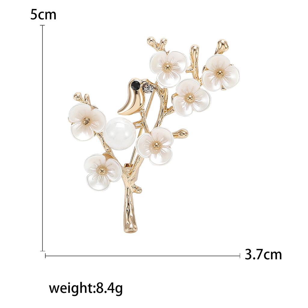 Rhinestone Plum Blossom Branch Pins for Women Pearl Plant Brooches Office Party Friends Gifts Jewelry Accessories