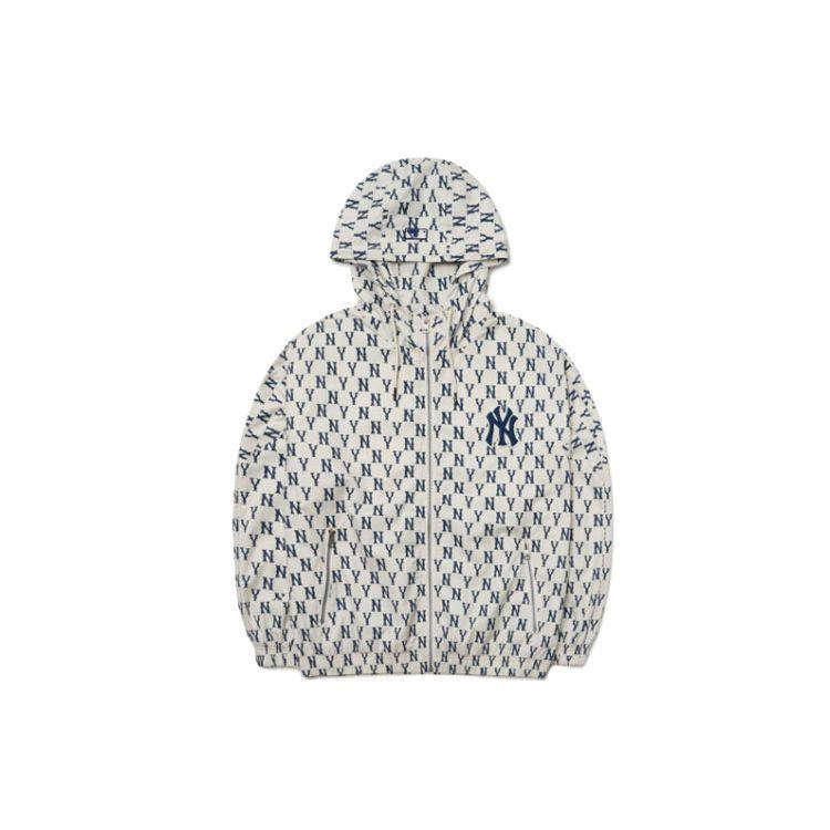 Giacca MLB Basic New York Yankees Logo Stampa Integrale Vestibilità Larga Giacca Unisex Crema 3AWJM0121-50CRS