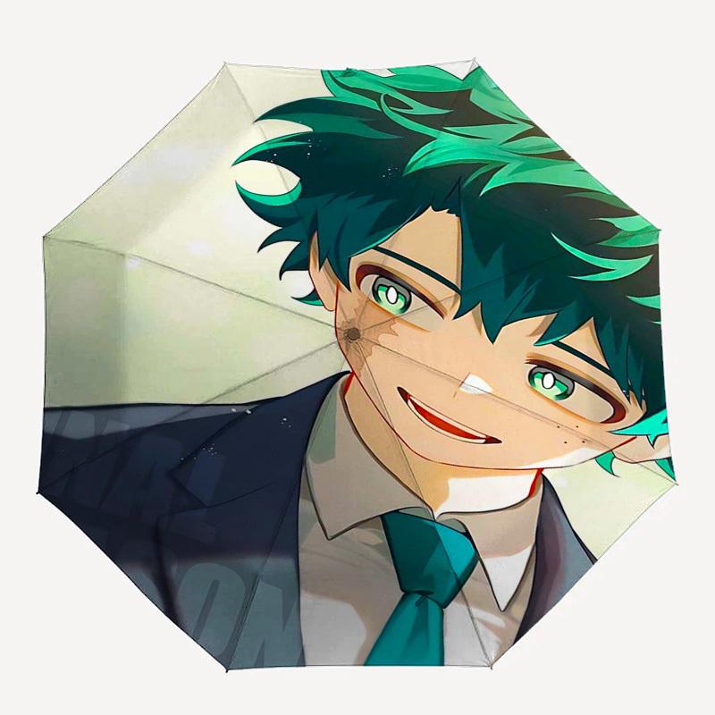 1pc My Hero Academia Izuku Midoriya Anime Character Outdoor Umbrella - Automatic Opening/Closing 3-Fold Design with Iron Frame for Fans, Travelers, Da