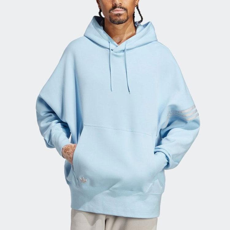 Adidas Originals Trefoil Logo Embroidered Pullover Hoodie Men Tops Blue HS1519