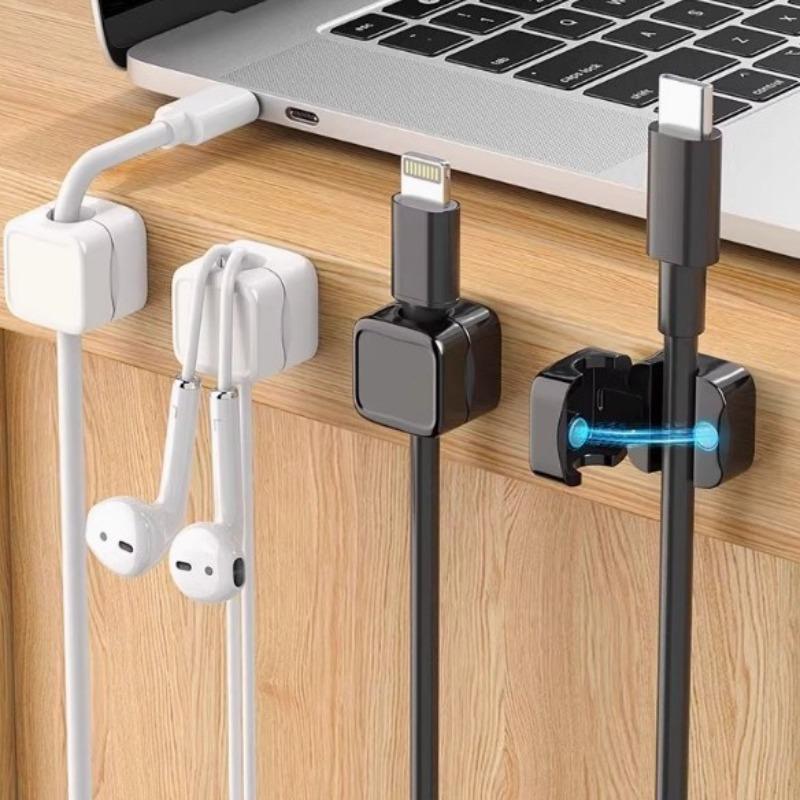 Magnetic Cable Organizer Desktop Wall-mounted Mobile Phone Data Cable Charging Cable Storage and Fixation Device, Plug Hook Fairie