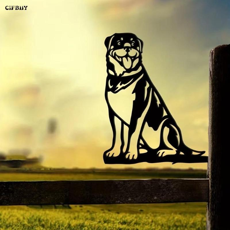 Metal Rottweiler Silhouette Garden Home Decor Gift