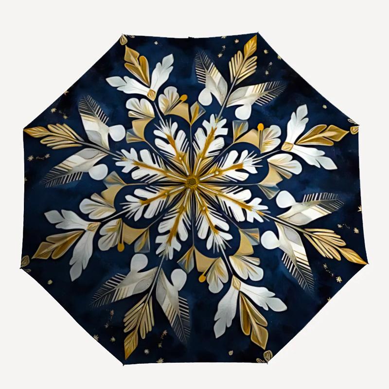 1 шт. Зимний Снежинка Автоматический Складной Зонт Компактный 8-реберный Дизайн, Прочный Железный Каркас для Путешествий, Улицы, a0920092