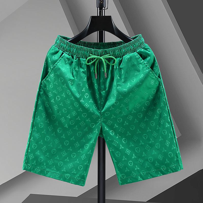 

Men s Summer Ice Silk High Street Style Printed 5-Point Mid-Length Plus Size Shorts M [40-48 kg] зелёный