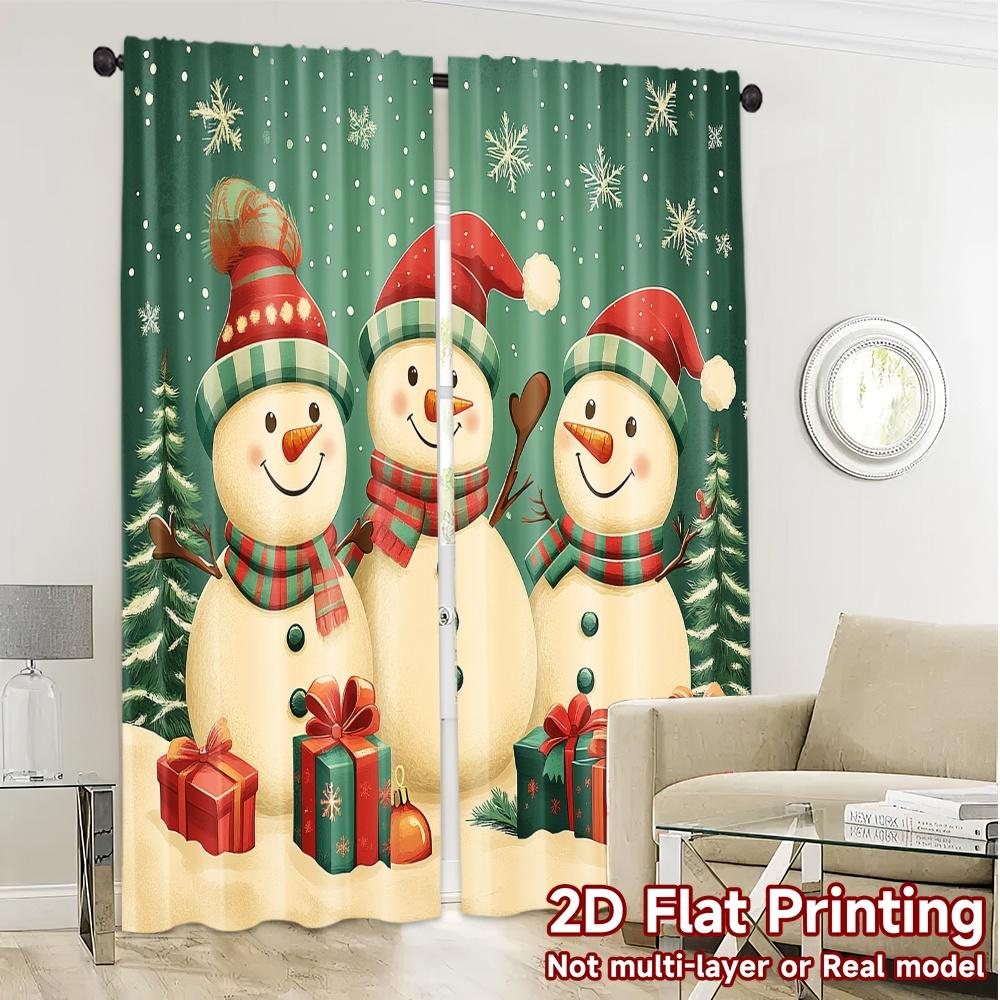 2pcs,Curtains Cute Snowman Christmas Holiday_c (2) Popular Curtain Fabric Versatile Fabric Curtains Room Decor Use for Bedroom,