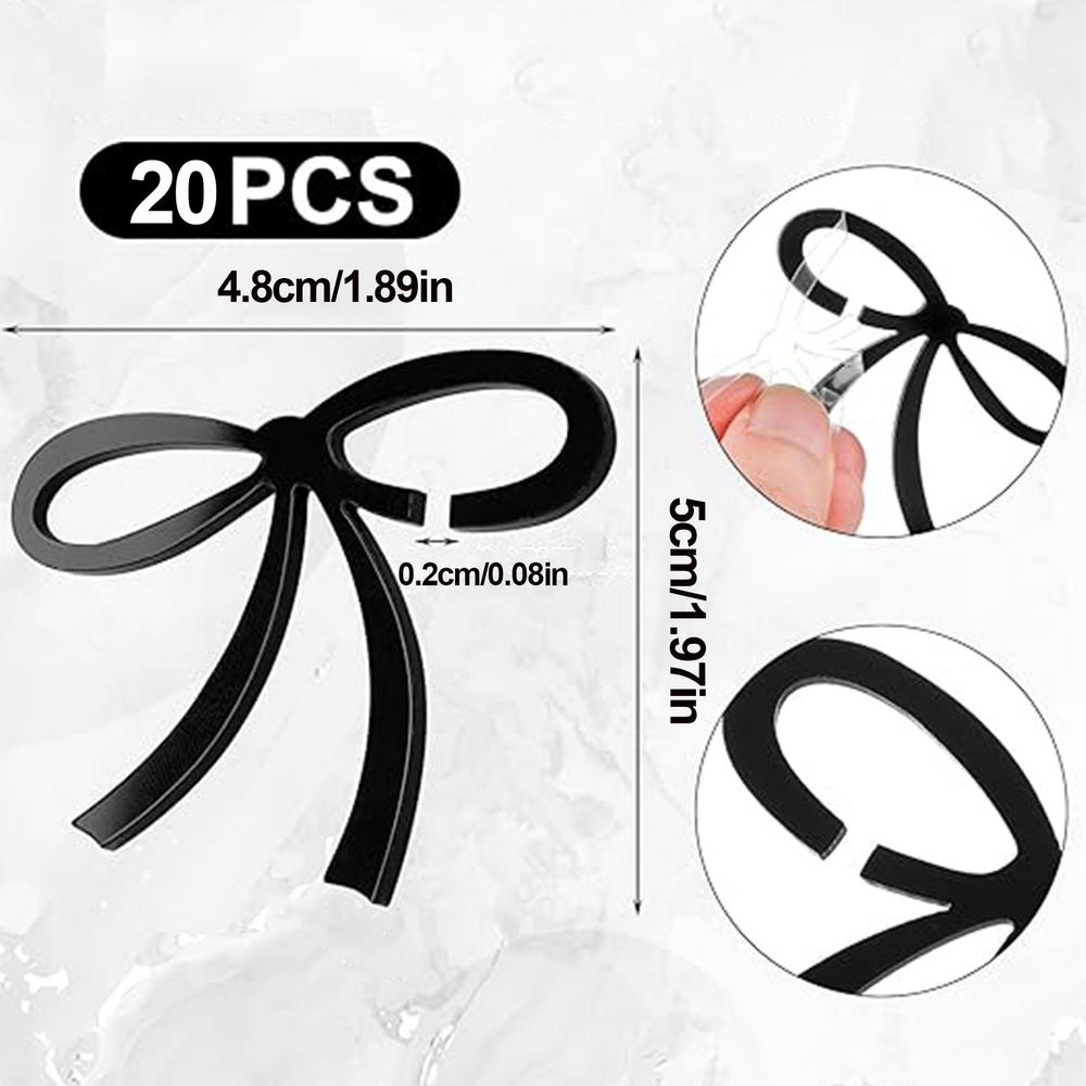

Acrylic Wine Glass Charm 20pcs Black Bow Wine Glasses Identifier Tags Drink Charm Decorative Labels for Cocktail Cup чёрный
