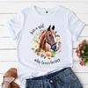 Just A Girl Love Horse Print Unisex T Shirt Short Sleeve O Neck Unisex Tshirt Flowar Horse Ladies Tee Shirt Tops Camisetas Mujer