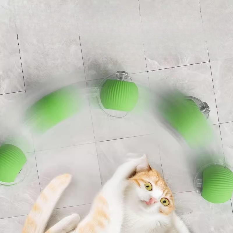 Smart Electric Cat Ball Toy Automatic Rolling Interactive Kitten Teaser Ball with Rope Tail USB Rechargeable Motion Activated Self Play Pet Supplies