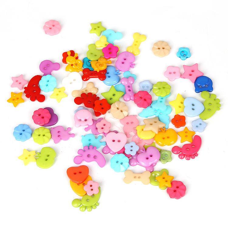 Colorful Plastic Button Set: Heart, Star, Butterfly, Round - DIY Jewelry Craft Accessories