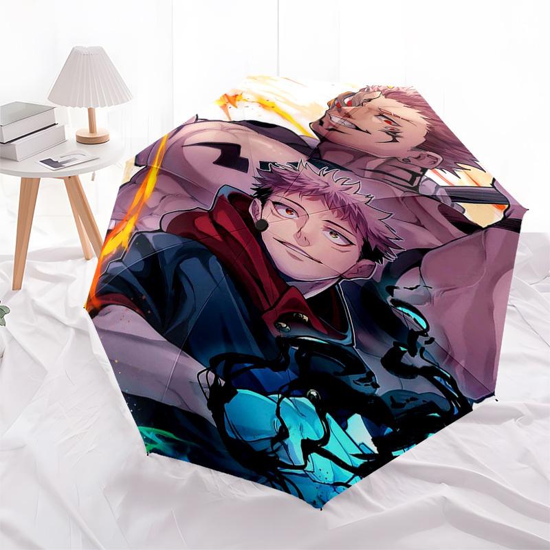 

1pc Jujutsu Kaisen Outdoor Umbrella - Automatic Opening/Closing, Portable 3-Fold Design with 8-Rib Iron Frame - Perfect Gift for Fans, Travelers, Da