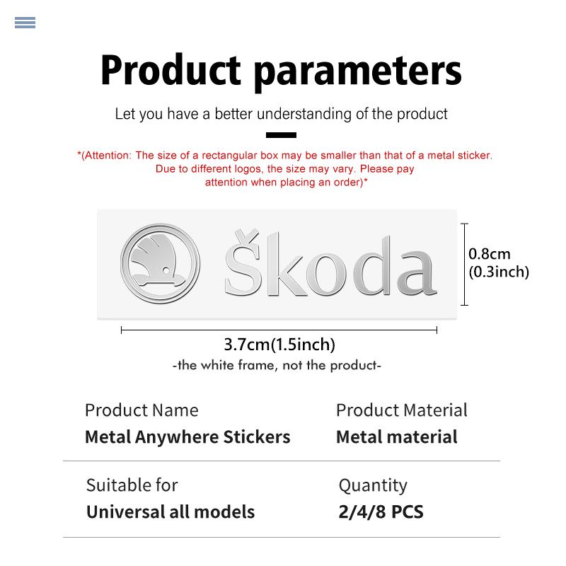 DZXB5 3D Metal Car Interior Dekoration Stickers Badges Auto Styling For Skoda Fabia Kodiaq Kamiq Superb Yeti Octavia Enyaq Rapid