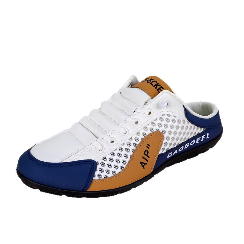 Men's Large Size Summer Breathable Mesh Casual Shoes: Closed Toe Half Slippers & Driving Sandals