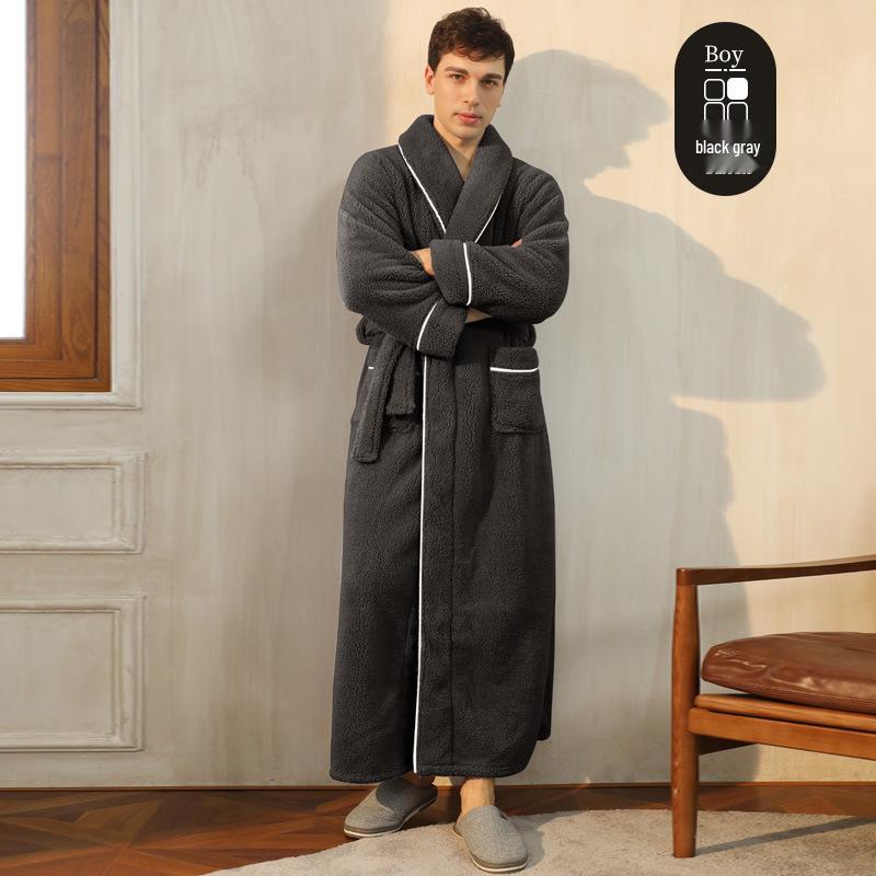 Mens & Womens Luxurious Extra Long Fleece Bathrobe - Thick, Plush, Plus Size Autumn/Winter Pajamas for Couples