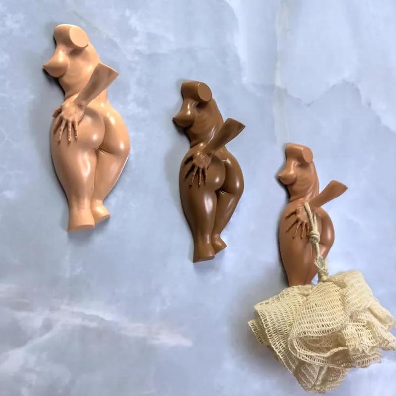 Funny Human Body Wall Hook ,Cheeky Sculpture Towel Key Holder, Handmade Decorative Wall Hook for Bathroom Entryway, Housewarming Gag Gift