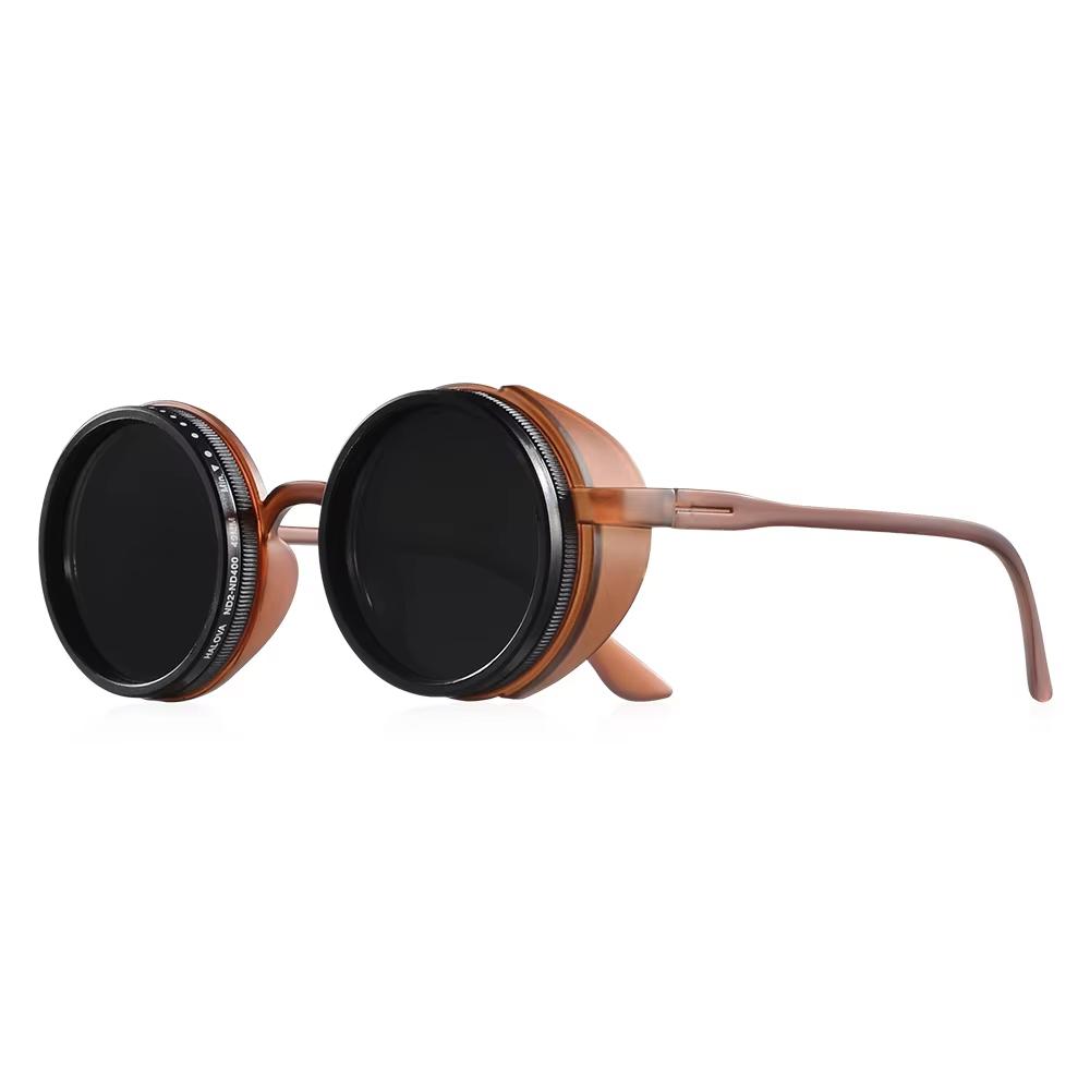 Retro Steampunk Sunglasses Polarized ND Filter Adjustable Tint Sun Glasses For Sunny Shady Places Neutral Density Men Women