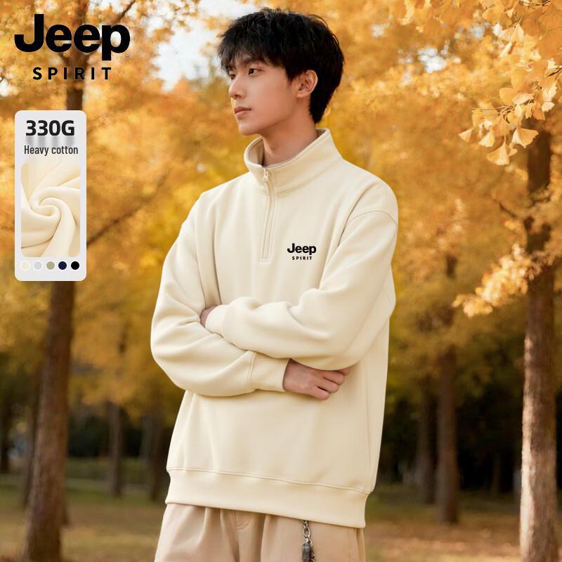 JEEP SPIRIT Men s Thickened Half-Zip Fleece Sweatshirt XL
