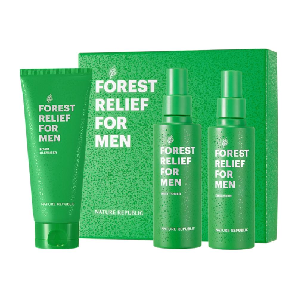 Nature Republic Forest Relief For Men Skincare Set  Mist+emulsion+cleansing Foam 