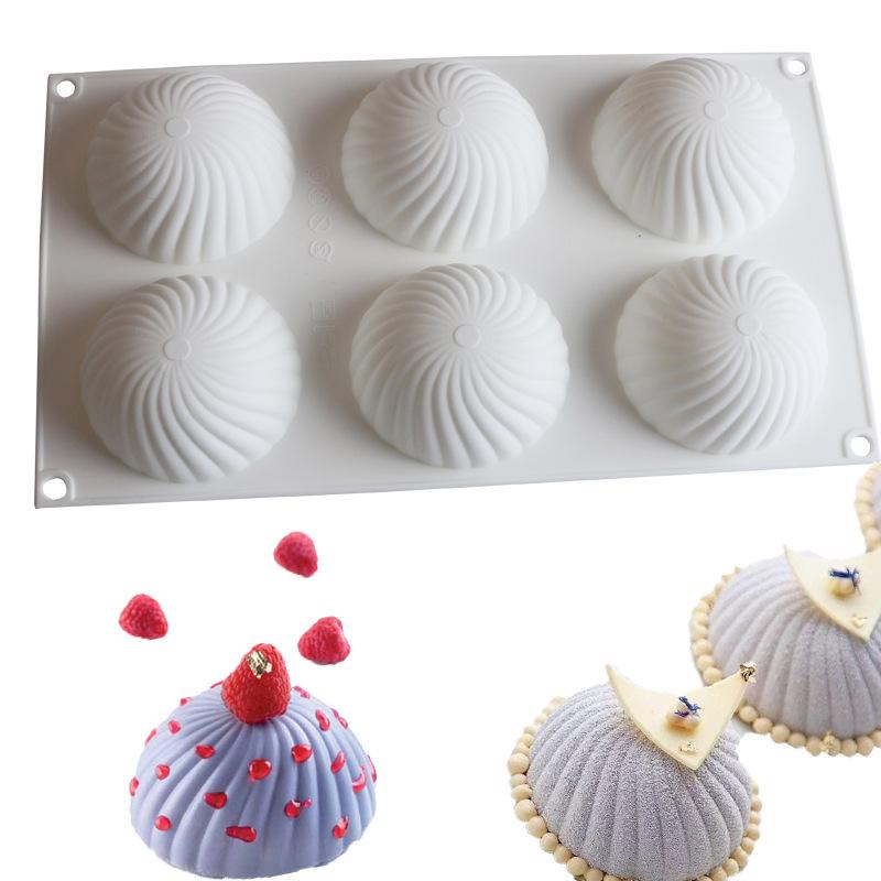 

1 Pc6 Semicircular Spiral Ice Cream Mousse Mould Baozi Christmas Hat Silicone Cake Mould, Chocolate Mould белый