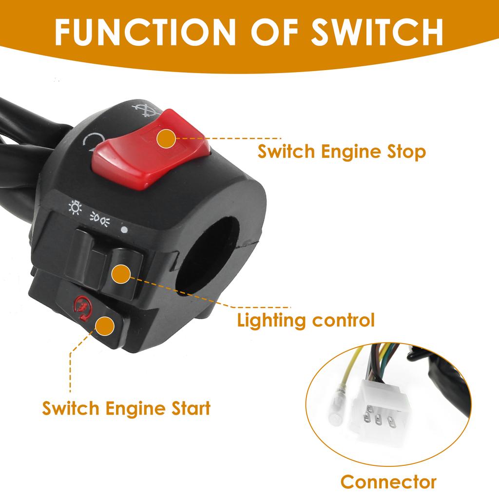 Motorcycle Handlebar Switch Control 1 Pair 7/8inch Universal Waterproof Motorcycle Horn Turn Signal Headlight Control Switch