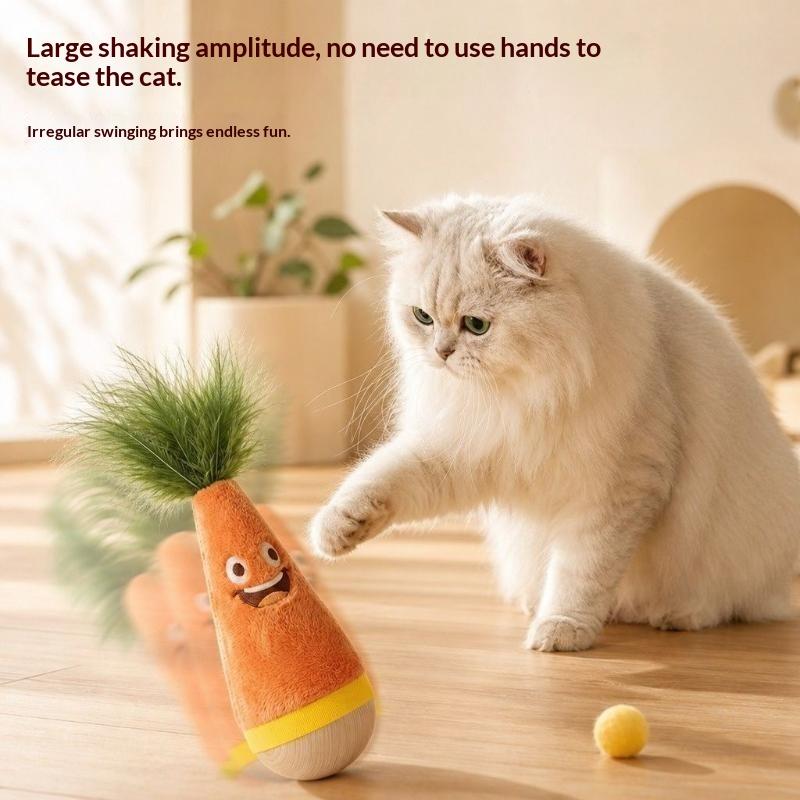 Cat Bite Resistant Tumbler Toy Soft Feather Teaser Self Play Interactive Pet Toy for Apartment Cats Pet Lovers Gifts