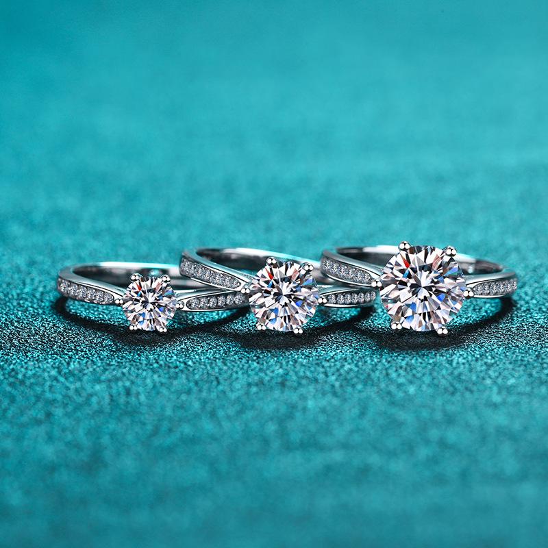 XDY PT950 Moissanite Ring for Women - S925 Silver, Simple Design, Pure Silver Plating