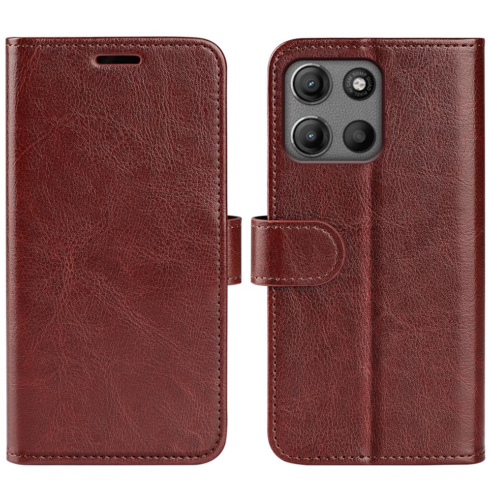 

Для Motorola Moto G15 4G Кошелек Чехол Текстура Crazy Horse Подставка Кожаный Чехол для Телефона Brown