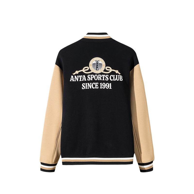 Anta Comfortable Casual Simple Letter Print Loose Baseball Jacket Men Jackets Basic-Black 152518707S-3