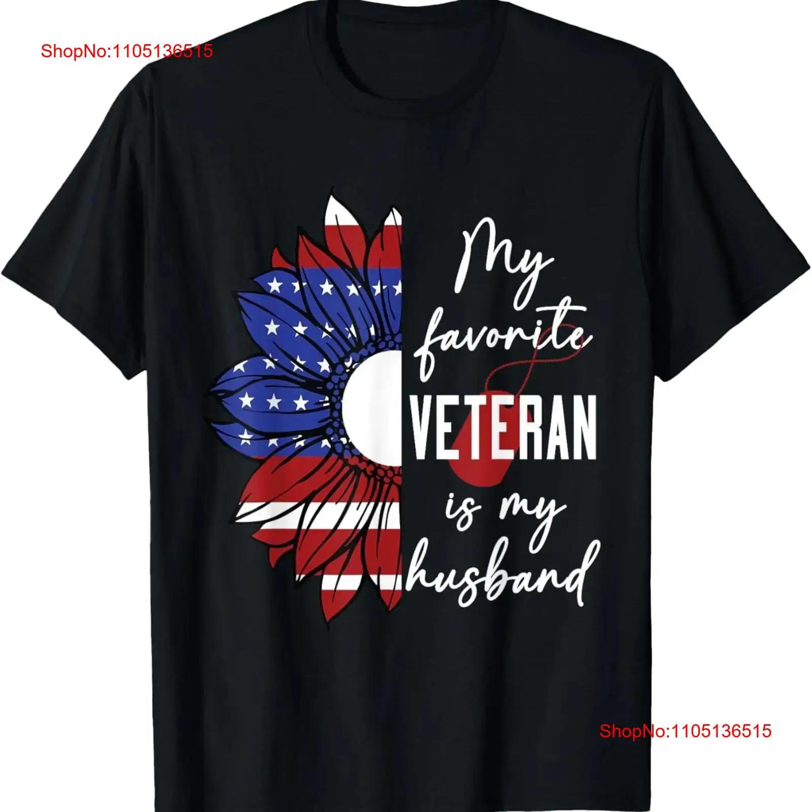 

My Favorite Veteran Is Husband Sunflower American Flag T Shirt vintage Washed Casual homme Slightly Comfortable S разноцветный