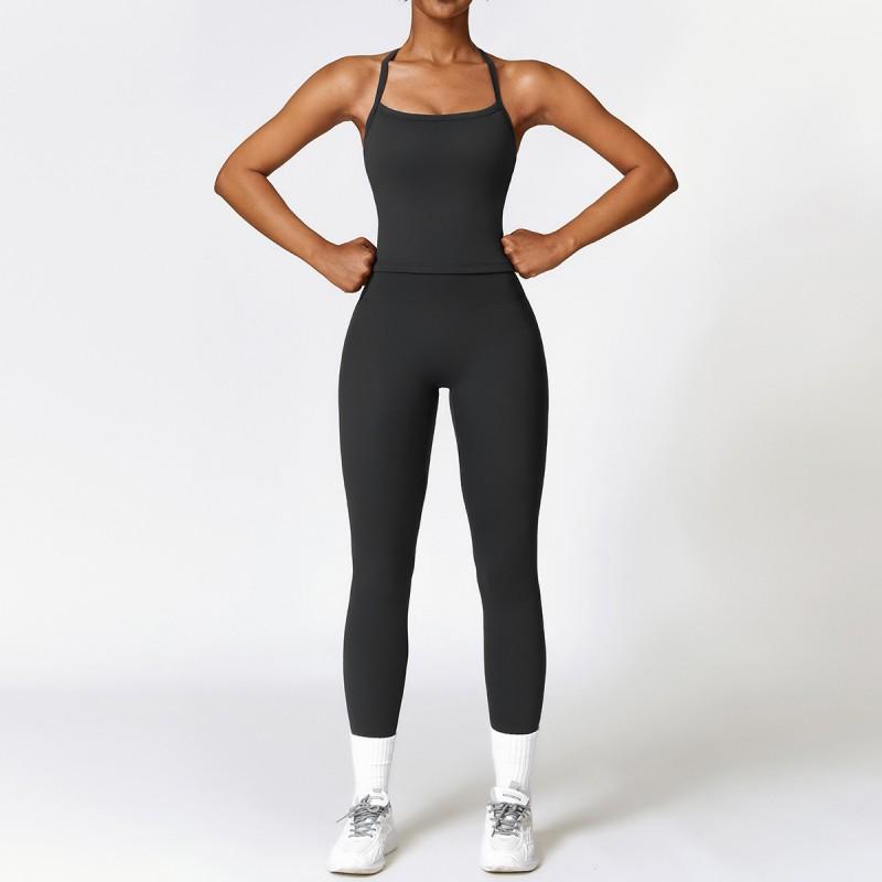 Womens Quick Dry Stretchy Yoga Set Workout Running Sport Outfit