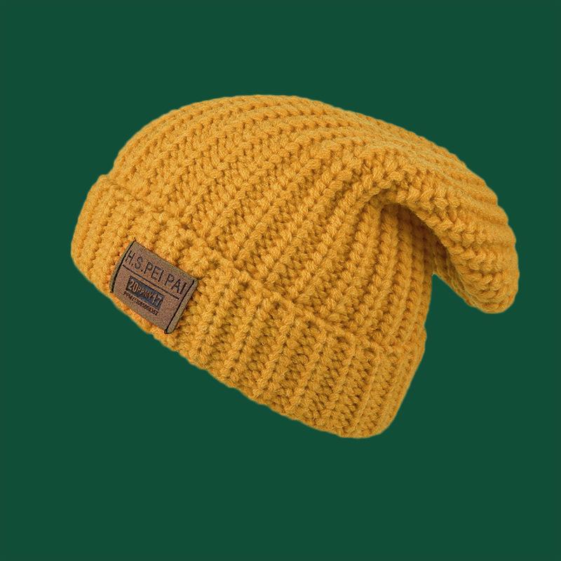 

Женская осенне-зимняя модная универсальная вязаная шапка в корейском стиле, с японской этикеткой, теплая, с защитой ушей, шапка-бини, плотно облегающая голову, теплая шапка M（56-58cm）