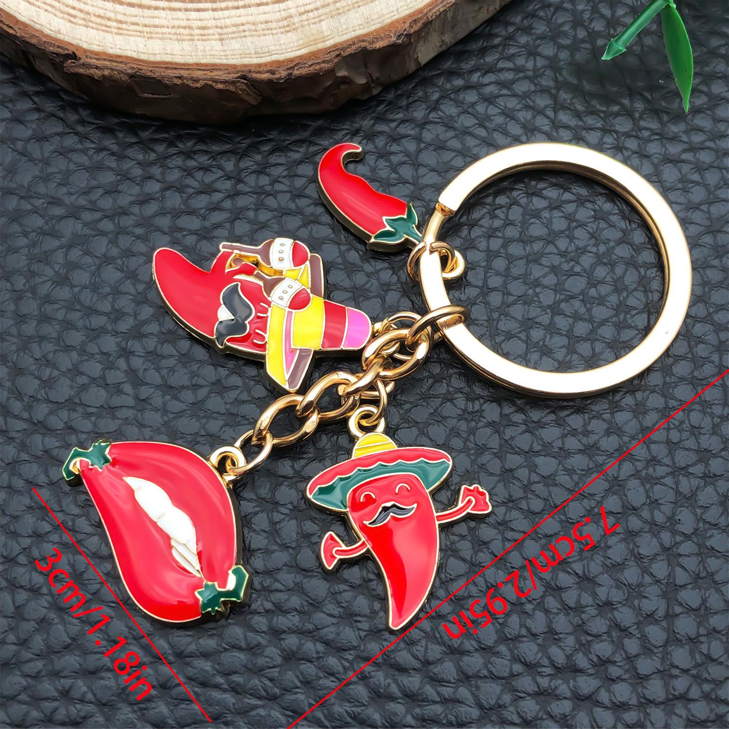 Simulated Oil Drop Red Lips Keychain Pendant