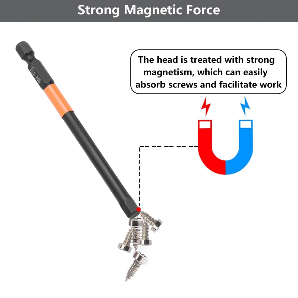 10PCS Hex Screwdriver Bit Set 100mm H3 TS2 Steel Magnetic Drill Bit for Electric Drill Screwdrivers
