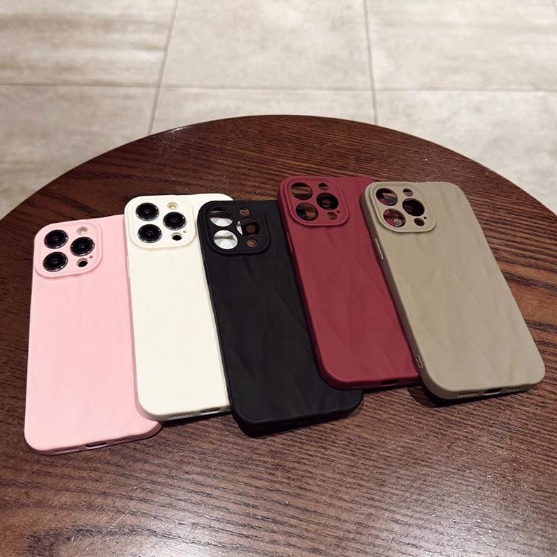 Applicable To IPhone16Pro Korean Style Ins Apple 13/14 Personality Wrinkle Phone Case 12 Anti-fall 7/8 Soft Shell