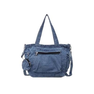 Shoulder Bag Denim Handbag with Coin Purse Large Capacity Simple Stylish Denim Bag with Pouch for Commuting To Work or School [DIVA Rose] Women's