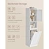 VASAGLE Tall Bathroom Cabinet with Laundry Basket, Storage Unit, Removable Laundry Basket with Handles, Compartment with Door, Bathroom Tower